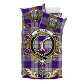 MacRae Dress Purple Tartan Crest Bedding Set - Golden Thistle Style