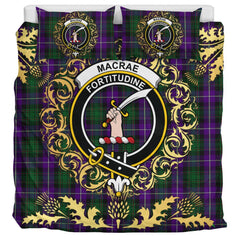 MacRae Hunting 03 Tartan Crest Bedding Set - Golden Thistle Style