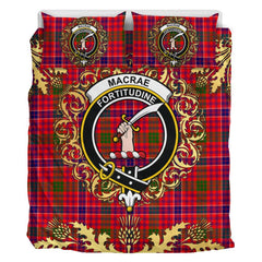 MacRae Modern Tartan Crest Bedding Set - Golden Thistle Style