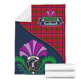 MacRae Tartan Crest Premium Blanket - Thistle Style
