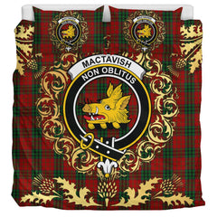 MacTavish 01 Tartan Crest Bedding Set - Golden Thistle Style