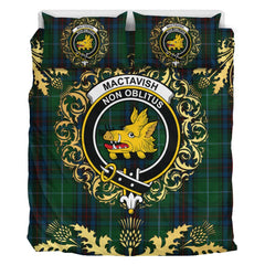 MacTavish Cash Tartan Crest Bedding Set - Golden Thistle Style