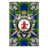 Maitland Tartan Crest Black Garden Flag - Gold Thistle Style