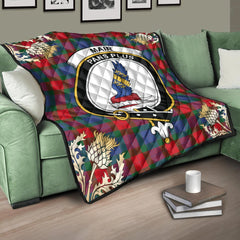 Mar Tartan Crest Premium Quilt - Gold Thistle Style