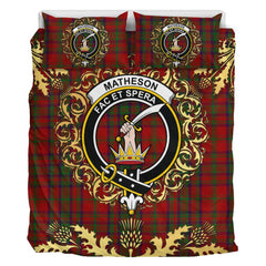 Matheson Dress Tartan Crest Bedding Set - Golden Thistle Style