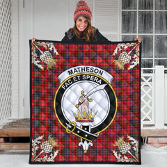 Matheson Modern Tartan Crest Premium Quilt - Gold Thistle Style