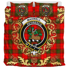 Maxwell Modern Tartan Crest Bedding Set - Golden Thistle Style
