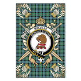Melville Tartan Crest Black Garden Flag - Gold Thistle Style