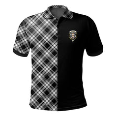 Menzies Black - White Modern Tartan Polo Shirt Half of Me - Cross Style