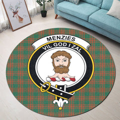 Menzies Green Ancient Tartan Crest Round Rug