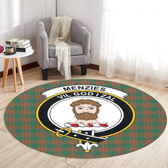 Menzies Green Ancient Tartan Crest Round Rug