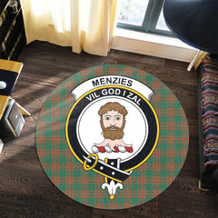 Menzies Green Ancient Tartan Crest Round Rug