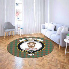 Menzies Green Ancient Tartan Crest Round Rug