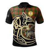 Menzies Green Modern Tartan Polo Shirt Viking Wolf