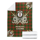 Menzies Green Modern Tartan Gold Courage Symbol Blanket
