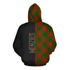 Menzies Green Modern Tartan Hoodie Half of Me - Cross Style