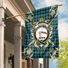 Mitchell Ancient Tartan Crest Garden Flag - Gold Thistle Style