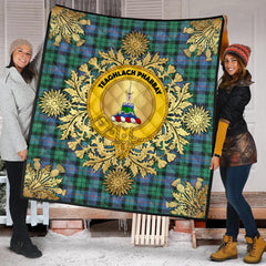 Morrison Ancient Tartan Crest Premium Quilt - Gold Thistle Style