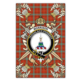 Morrison Red Ancient Tartan Crest Black Garden Flag - Gold Thistle Style