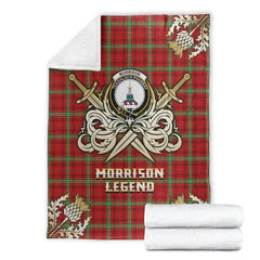 Morrison Red Modern Tartan Gold Courage Symbol Blanket