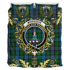 Morrison Society Tartan Crest Bedding Set - Golden Thistle Style
