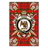 Munro Modern Tartan Crest Black Garden Flag - Gold Thistle Style