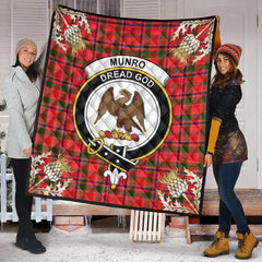 Munro Modern Tartan Crest Premium Quilt - Gold Thistle Style