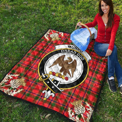 Munro Modern Tartan Crest Premium Quilt - Gold Thistle Style