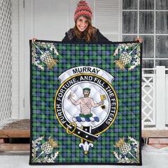 Murray of Atholl Ancient Tartan Crest Premium Quilt - Gold Thistle Style
