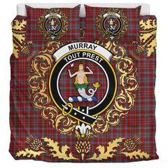 Murray of Polmaise Tartan Crest Bedding Set - Golden Thistle Style