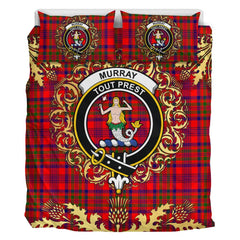 Murray of Tulloch Modern Tartan Crest Bedding Set - Golden Thistle Style