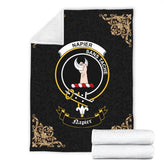 Napier Crest Tartan Premium Blanket Black