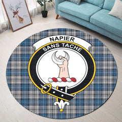 Napier Modern Tartan Crest Round Rug