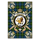 Newlands of Lauriston Tartan Crest Black Garden Flag - Gold Thistle Style