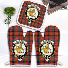 Nicolson Ancient Tartan Crest Oven Mitt And Pot Holder (2 Oven Mitts + 1 Pot Holder)