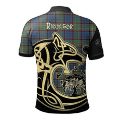 Nicolson Hunting Ancient Tartan Polo Shirt Viking Wolf