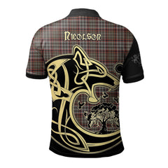 Nicolson Hunting Weathered Tartan Polo Shirt Viking Wolf