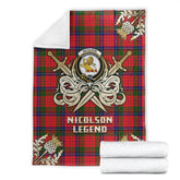 Nicolson Modern Tartan Gold Courage Symbol Blanket
