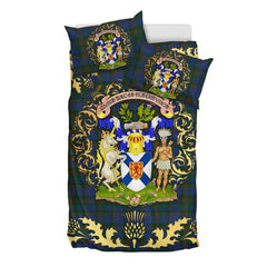 NovaScotia District Tartan Crest Bedding Set - Golden Thistle Style