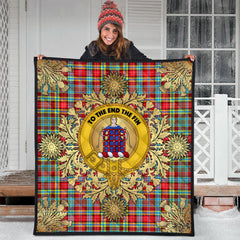 Ogilvie Tartan Crest Premium Quilt - Gold Thistle Style