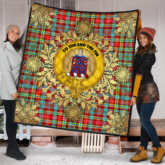 Ogilvie Tartan Crest Premium Quilt - Gold Thistle Style