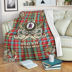 Ogilvie Tartan Gold Courage Symbol Blanket