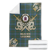 Ogilvie Hunting Ancient Tartan Gold Courage Symbol Blanket
