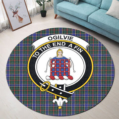 Ogilvie Hunting Modern Tartan Crest Round Rug