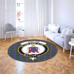 Ogilvie Hunting Modern Tartan Crest Round Rug