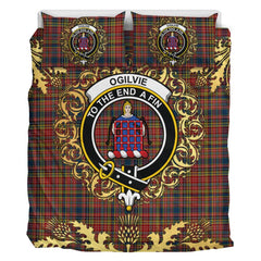 Ogilvie (Ogilvy) 02 Tartan Crest Bedding Set - Golden Thistle Style