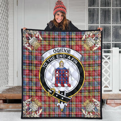 Ogilvie of Airlie Ancient Tartan Crest Premium Quilt - Gold Thistle Style