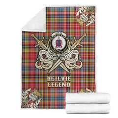 Ogilvie of Airlie Ancient Tartan Gold Courage Symbol Blanket