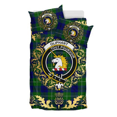 Oliphant Modern Tartan Crest Bedding Set - Golden Thistle Style
