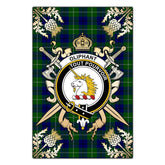 Oliphant Modern Tartan Crest Black Garden Flag - Gold Thistle Style